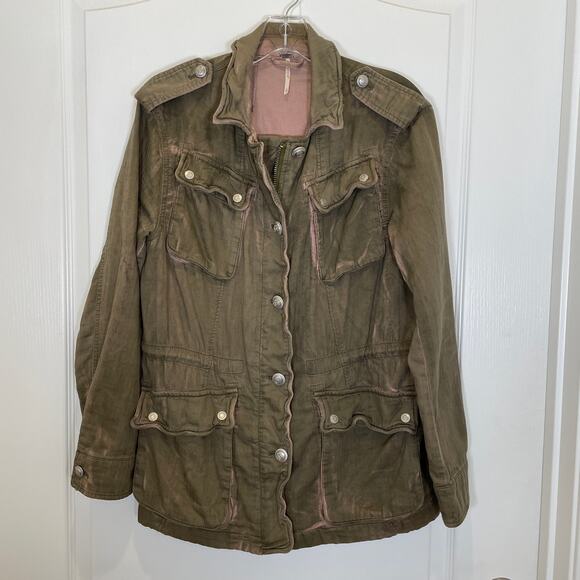 Free People Not Your Brother's Jacket Surplus Utility Military Olive Green XS - Picture 3 of 8